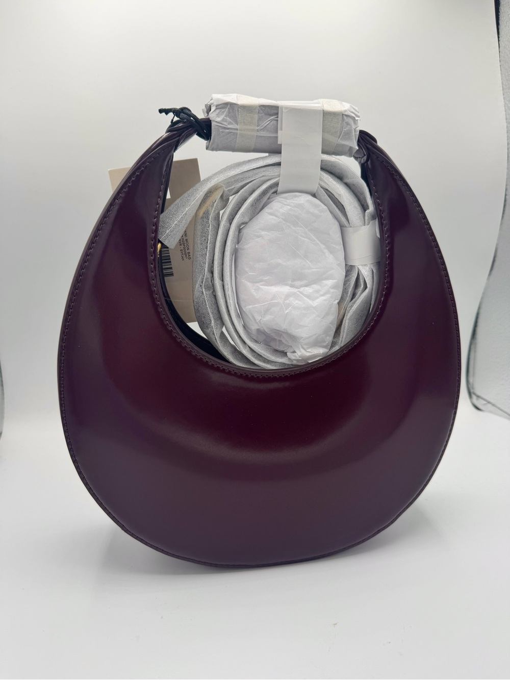 NWT Staud Mini Moon Purse in Syrah Burgundy Leather, Crossbody Bag , brand NEW - Picture 8 of 16